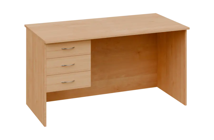 CPL 28 - 14Z13 stůl kancelářský, 3-zásuvkový, levý, dřevěná podnož, deska 25 mm, široký 1400 mm, javor horský